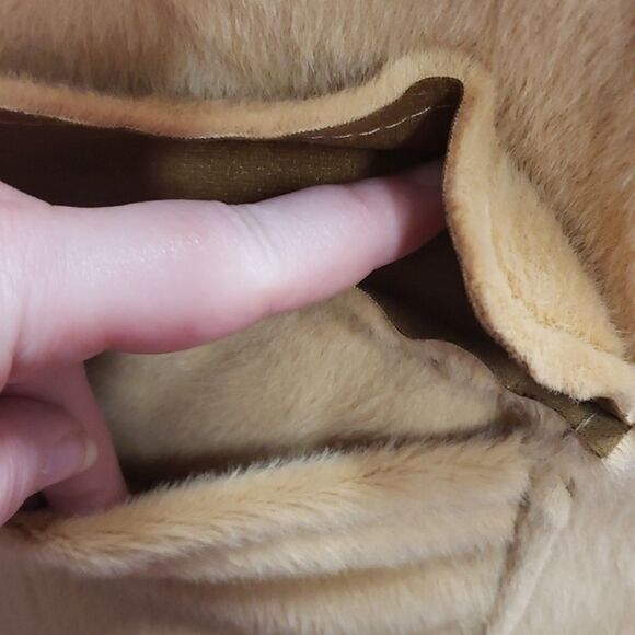 Honey Brown Faux Fur Teddy Jacket sz 14 Lightweight NWT - Picture 6 of 11